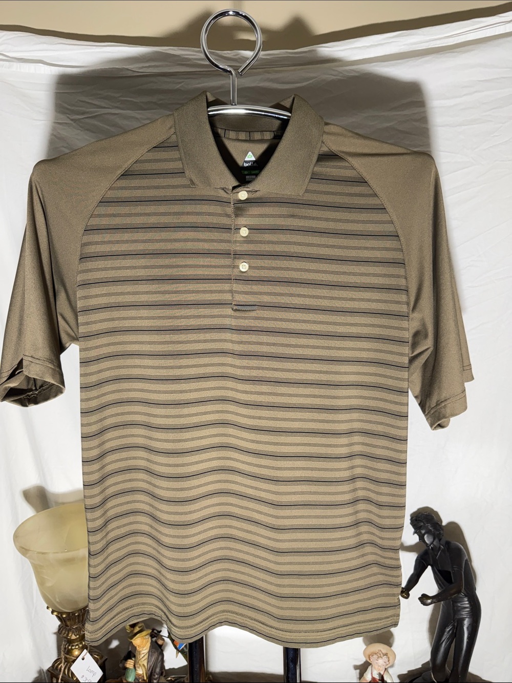 bolle Olive and Dark Brown Striped Polo